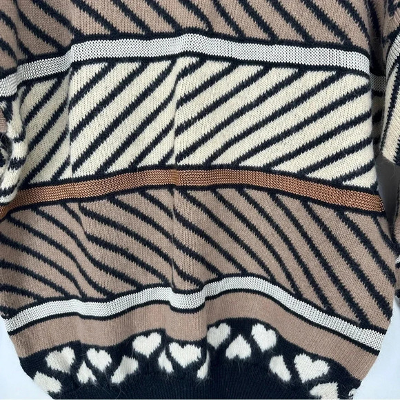 Olsen Vintage Women's Sweater Size XL Lambswool Angora 80s 90s Heart Striped - Picture 6 of 9